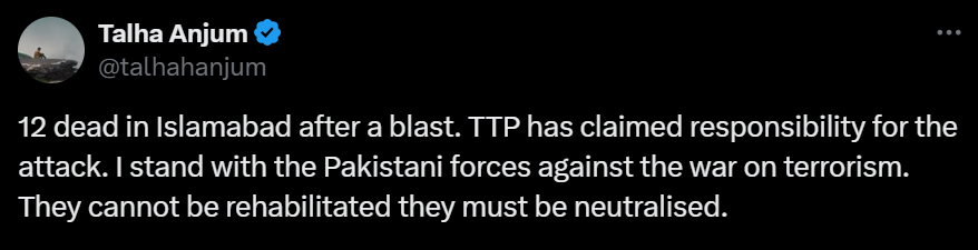 Talha Anjum on Suicide attack